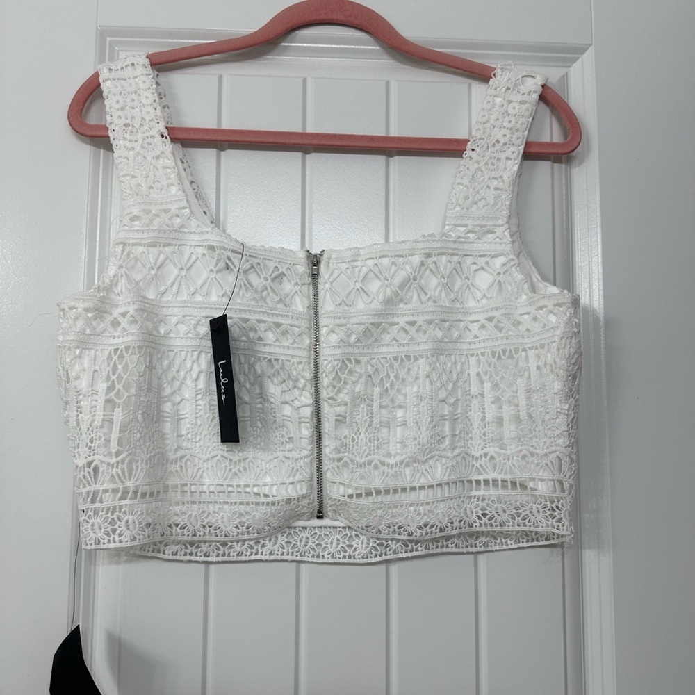Lulu's White Lace Tank Top